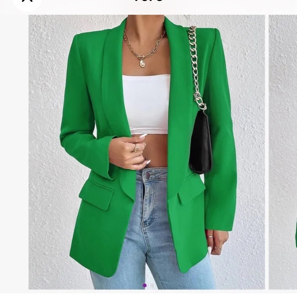 Green Shawl Lapel Blazer—-women’s Size L. New.